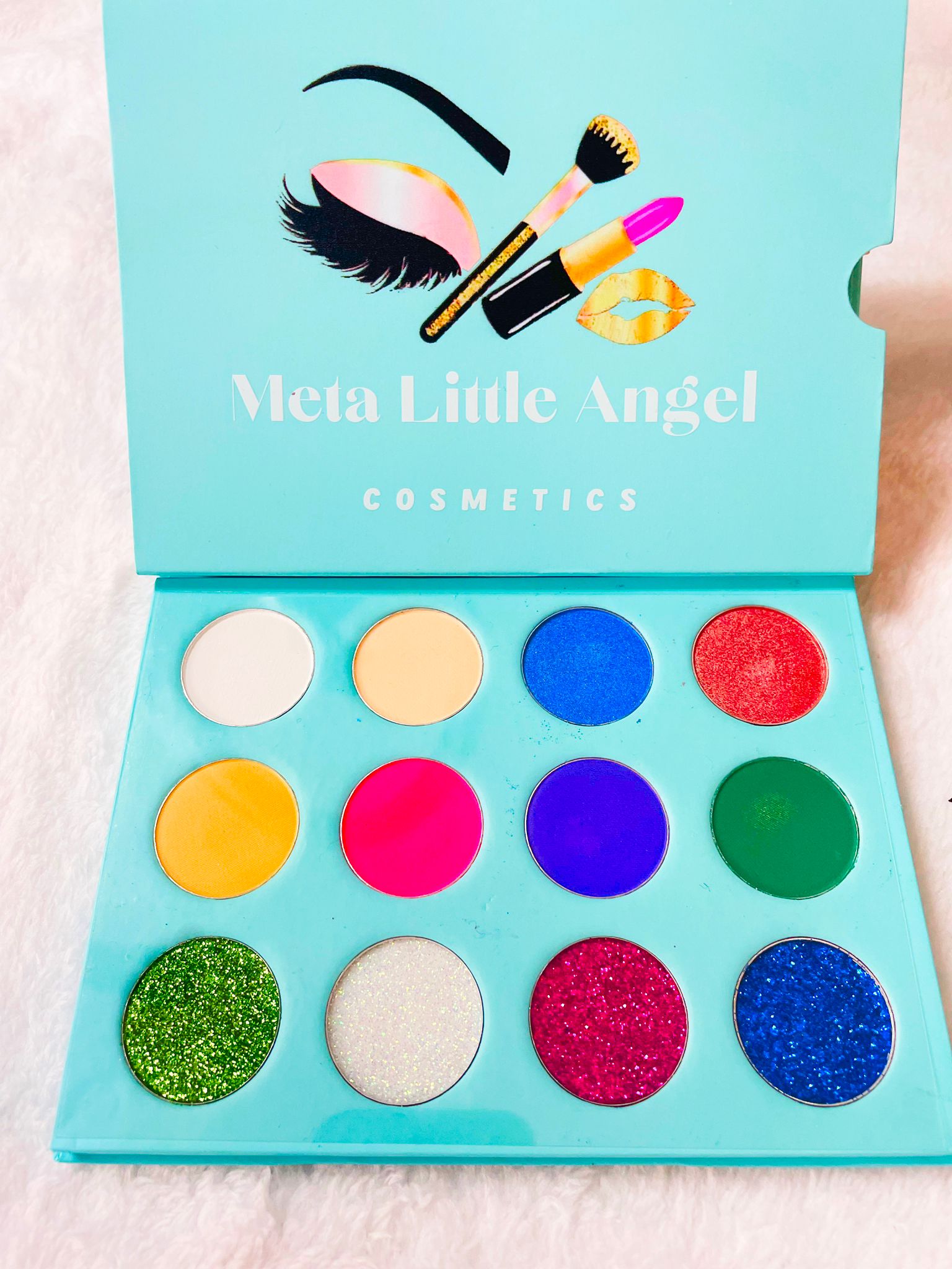 High pigmentation 12 Colors Glitter Eyeshadow Palette, Party Diamond Pressed Pigmented Mineral