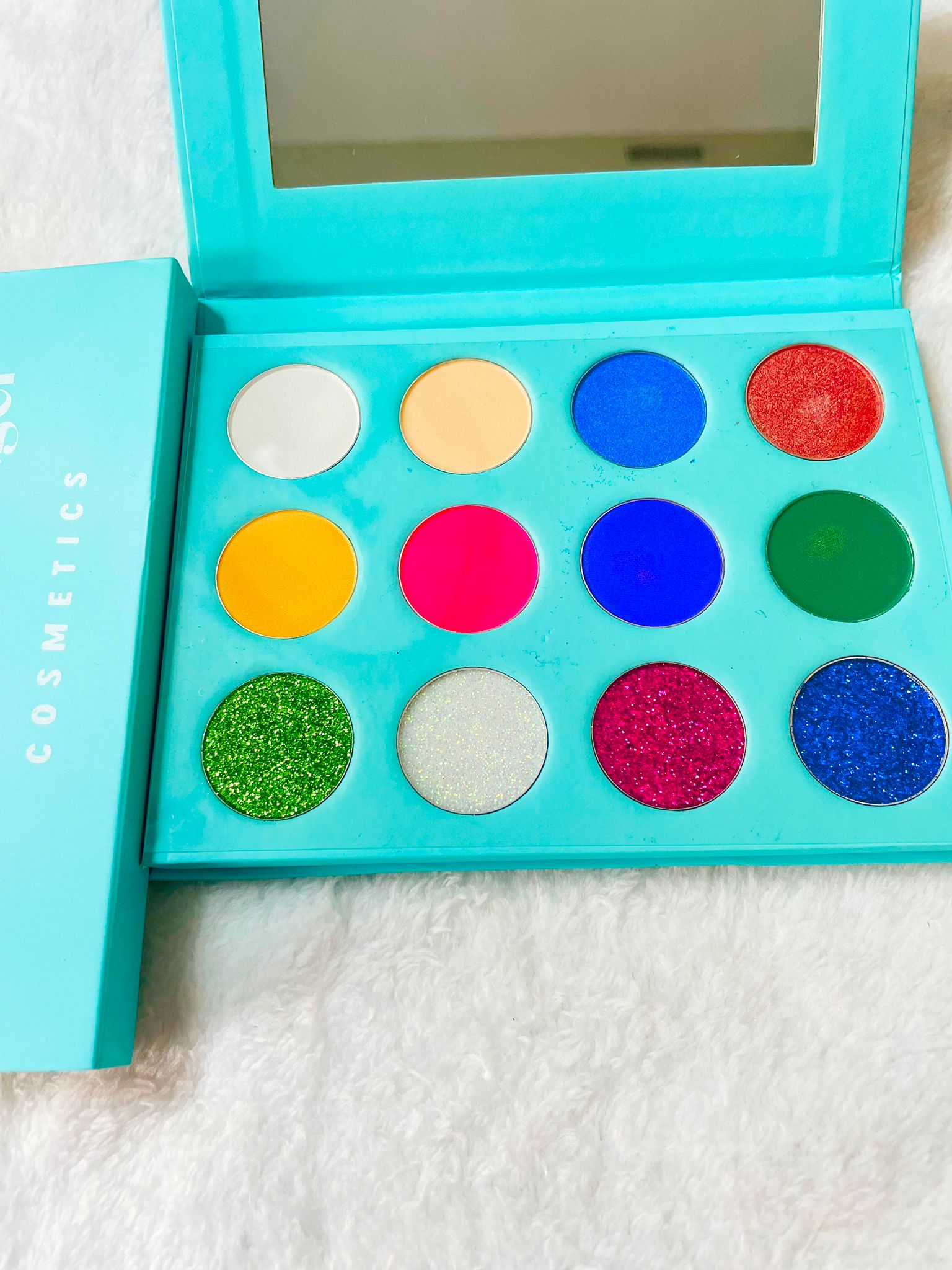 High pigmentation 12 Colors Glitter Eyeshadow Palette, Party Diamond Pressed Pigmented Mineral